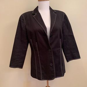 Neiman Marcus Black Corduroy Piping Blazer